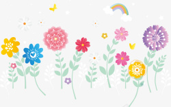 五彩彩虹小花朵剪纸图矢量图高清图片