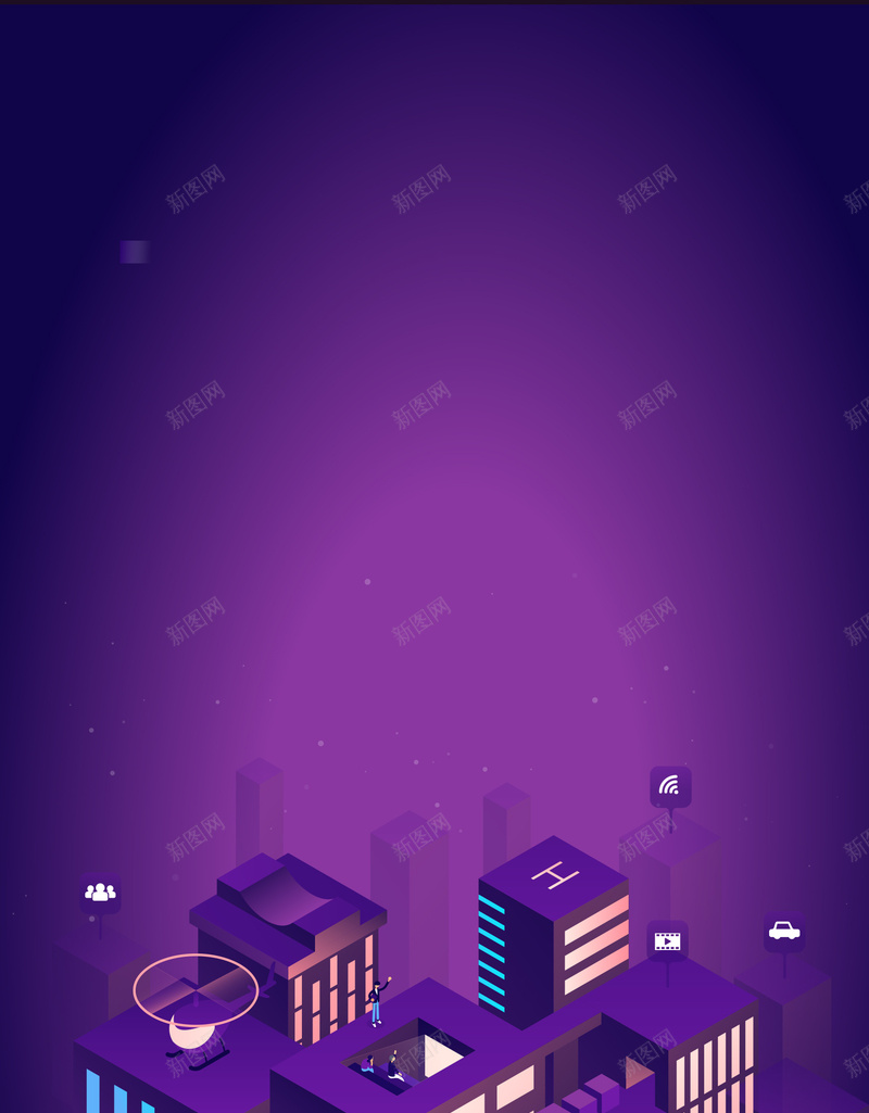 手绘卡通紫色科技背景jpg设计背景_88icon https://88icon.com 卡通 手绘 紫色科技 背景