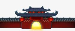 卡通中国风庭院建筑素材