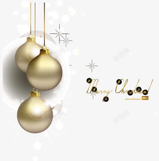 圣诞吊球装饰png免抠素材_88icon https://88icon.com 圣诞 圣诞吊球 节日装饰 装饰矢量图 金色