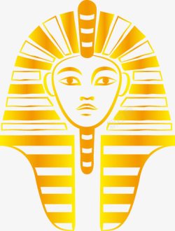 手绘金色埃及法老头像图案素材