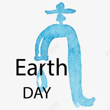 水彩绘世界地球日节约用水标签图标图标
