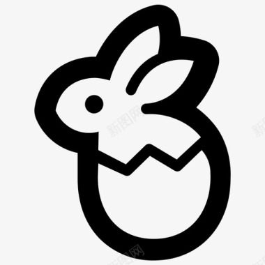 复活节兔子鸡蛋兔子图标图标