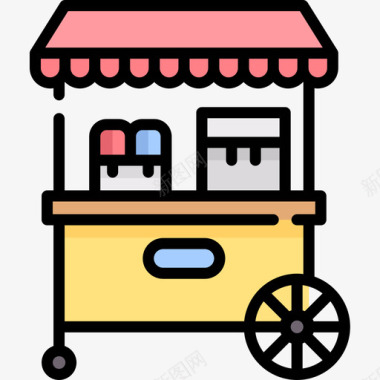 冰淇淋车冰淇淋店11线性颜色图标图标