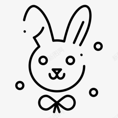 兔子复活节东方规则点线图标图标