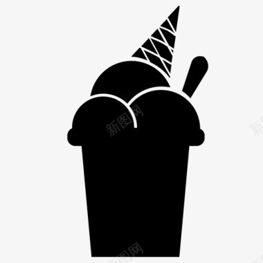 蛋卷冰淇淋轮廓蛋卷甜点图标图标