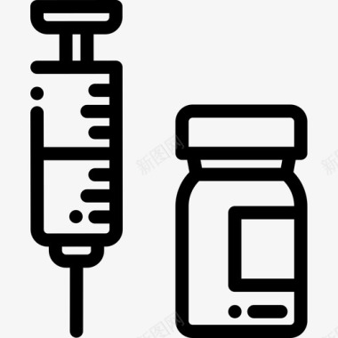 注射器药物22线性图标图标