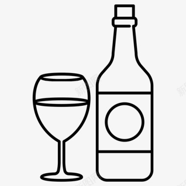食物和饮料酒瓶子晚餐图标图标