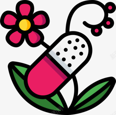 粉红丝带草本植物5线状色素图标图标
