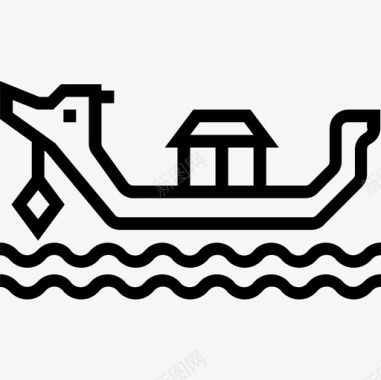 船曼谷标志和地标轮廓图标图标