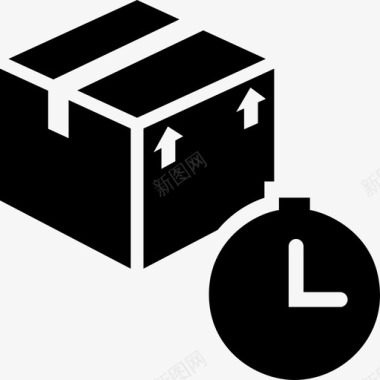 箱子交货时间箱子时钟图标图标