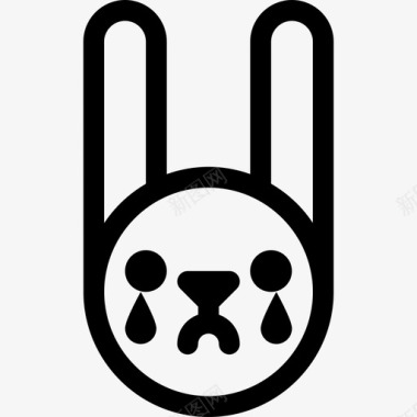 哭泣的兔子表情符号动物表情符号图标图标