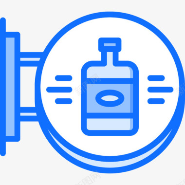 招牌47号酒吧蓝色图标图标