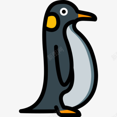 企鹅企鹅海洋生物28线性颜色图标图标