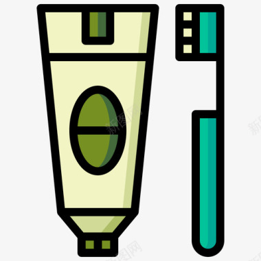 牙膏牙膏浴室用品4线性颜色图标图标