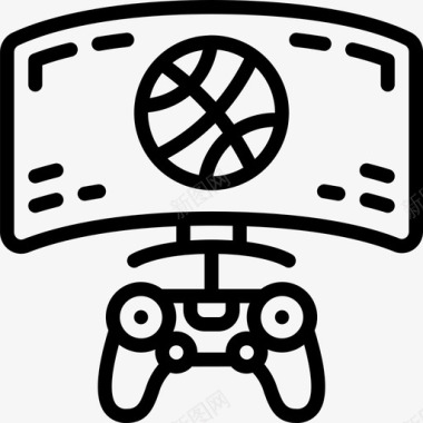 玩电脑游戏线性图标图标