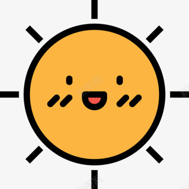 太阳夏季51线性颜色图标图标