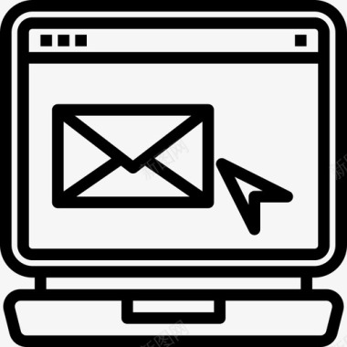 电子邮件笔记本电脑浏览器线性图标图标