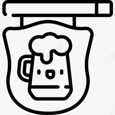 啤酒节畅饮招牌24号啤酒节直线型图标图标