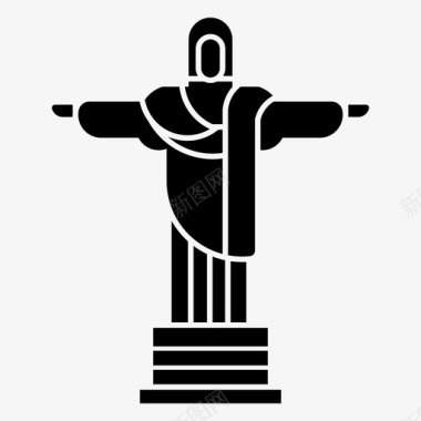 里约矢量经典地标救世主基督雕像世界旅游图标图标