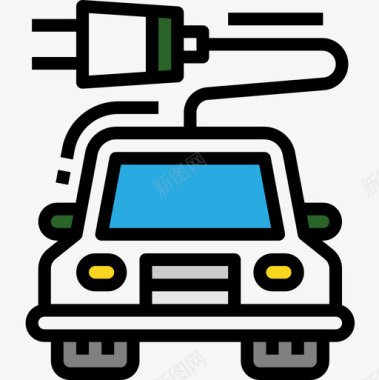 电动老爷车电动汽车生态138线性颜色图标图标