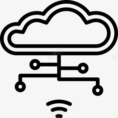 标题云云与互联网通信技术图标图标