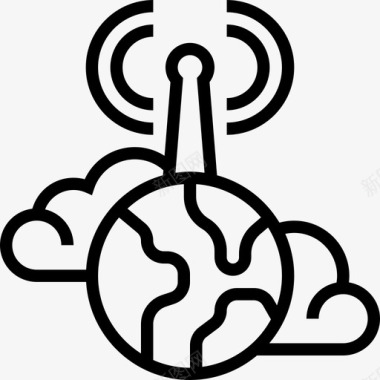 矢量艺术字4Internet网络共享4线性图标图标