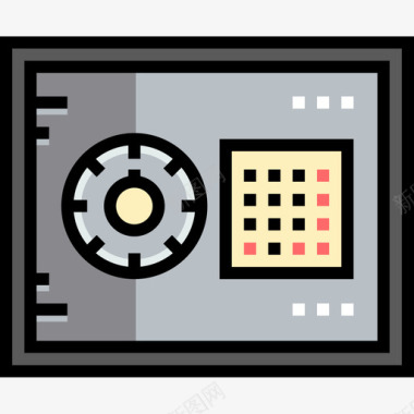 银行折页设计保险箱银行55线性颜色图标图标
