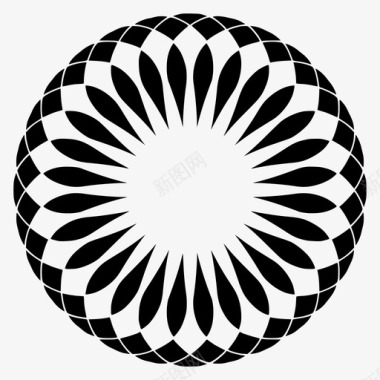 曼陀罗矢量抽象花圆形创意荷花图标图标