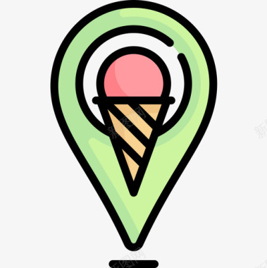 别针冰淇淋店11线颜色图标图标