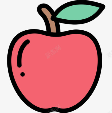 苹果水果和蔬菜23线性颜色图标图标