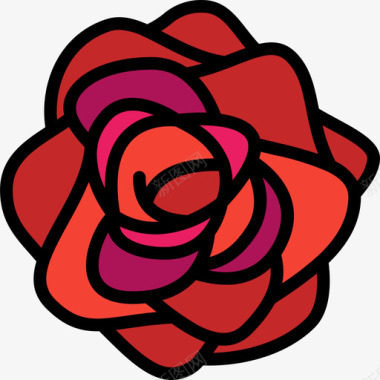 玫瑰植物学5线形颜色图标图标