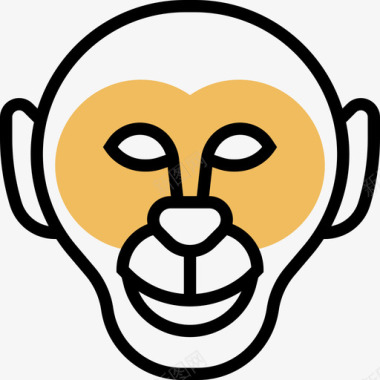 黑猴子猴子动物头5黄影图标图标