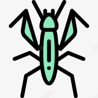 螳螂昆虫12线形颜色图标图标