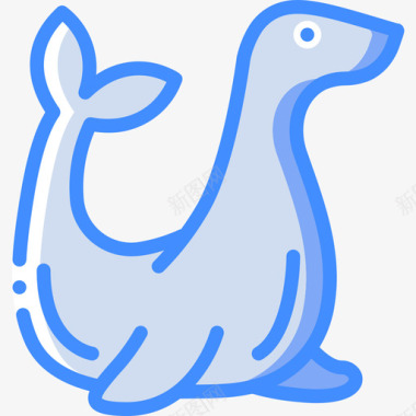 海豹海洋生物蓝色图标图标
