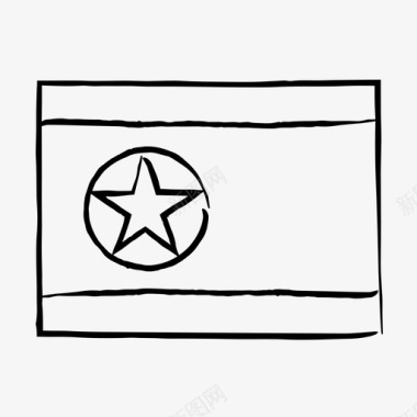 朝鲜国旗国旗素描手绘国旗图标图标