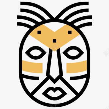非洲面具非洲符号黄色阴影图标图标