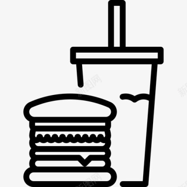 汉堡和饮料快餐软质图标图标