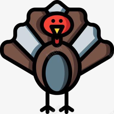 火鸡感恩节56线形颜色图标图标