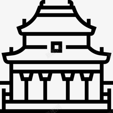 亚洲板块天坛亚洲国家地标轮廓图标图标