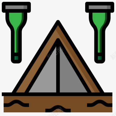 夏日度假素材帐篷度假6线性颜色图标图标