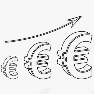 火焰欧元图标增长欧元金融增长图标图标
