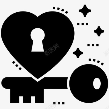 心形心电图爱情钥匙心形钥匙心形挂锁图标图标