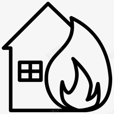 烧毁的房子火灾消防员图标图标