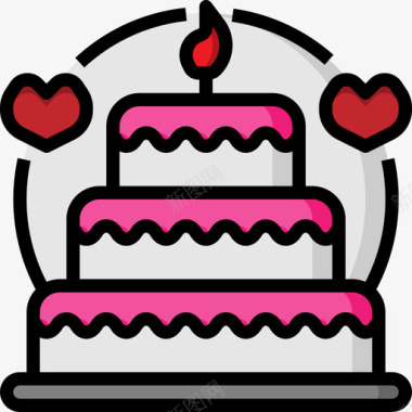 婚礼蛋糕127号婚礼线性颜色图标图标