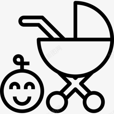 婴儿推车婴儿65岁直系图标图标