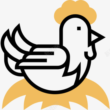 母鸡法国符号5黄色阴影图标图标