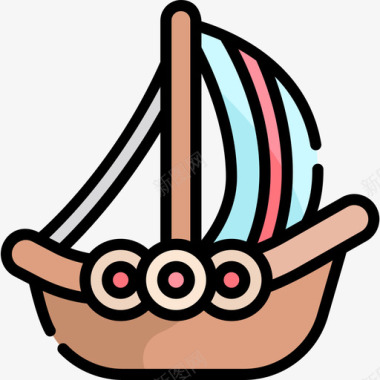 海盗船视频游戏界面3线性颜色图标图标