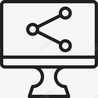 显示共享计算机显示器3线性图标图标