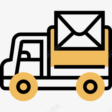 卡车邮政元素5黄色阴影图标图标